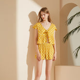 Polka Dot V-Neck Pyjama Set - NOIRPYJAMA